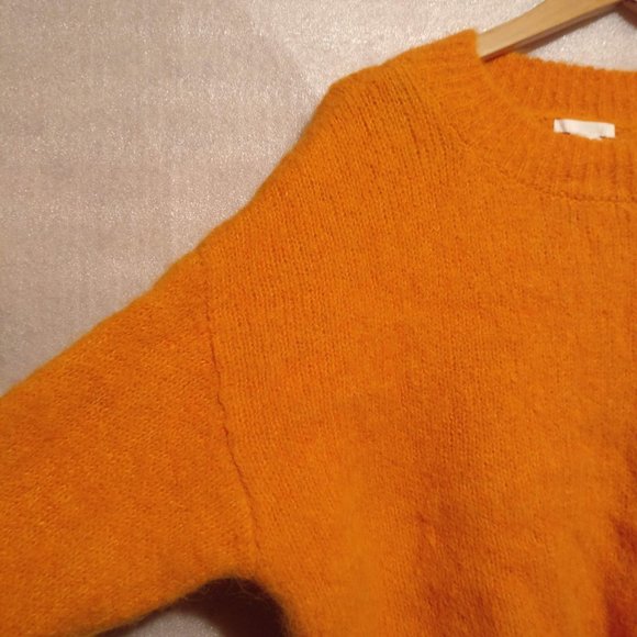 Baggy Oversized Alpaca sweater with dropped shoulder Yellow or Orange sz S/M/L - Picture 2 of 8